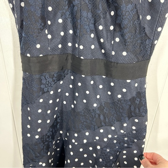 Harlyn Navy Polka Dot & Lace Sleeveless Mini Dress Extra Small - Picture 4 of 9